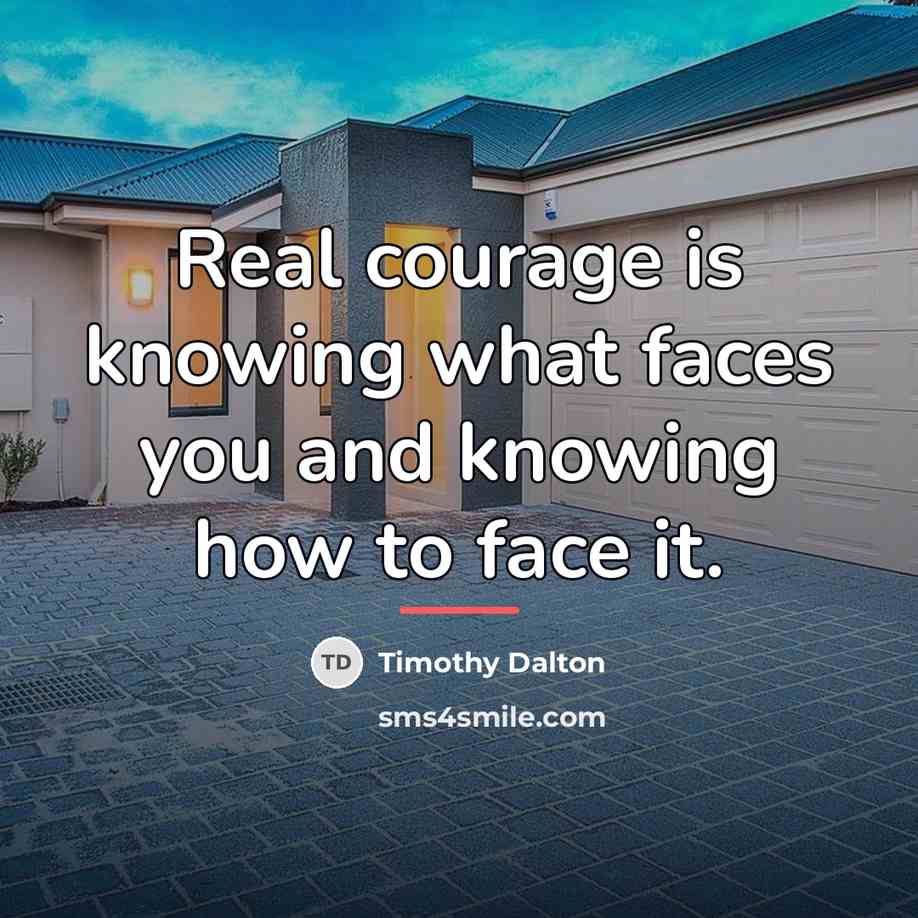 “Real courage is knowing what faces you and knowing how…” quote by Timothy Dalton