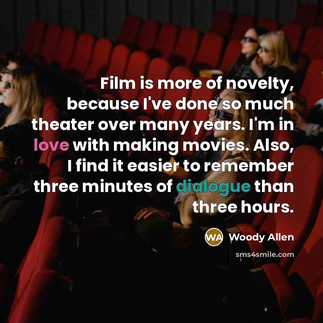“Film is more of novelty, because I've done so much…” quote by Woody Allen