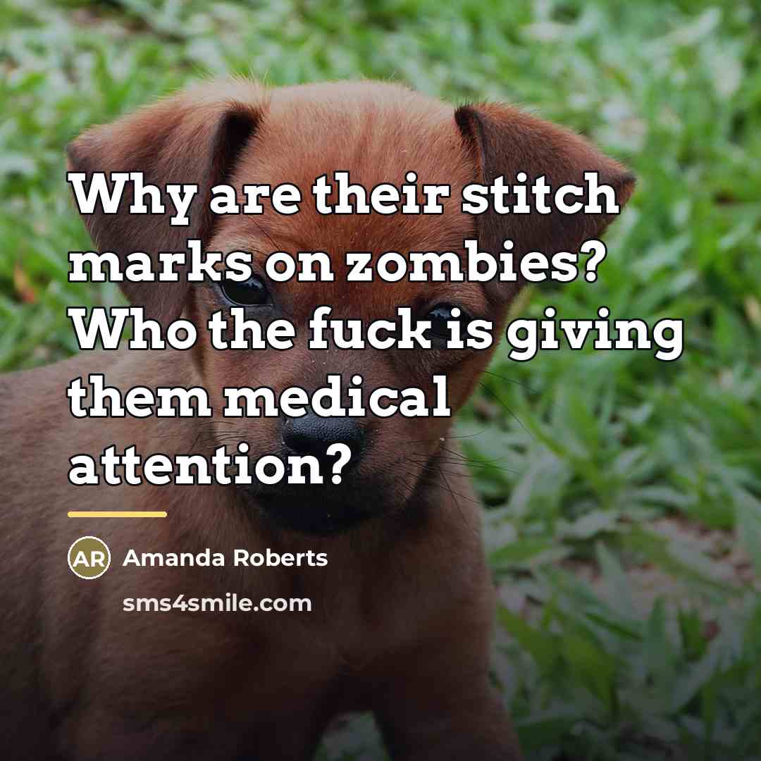 “Why are their stitch marks on zombies? Who the fuck…” quote by Amanda Roberts