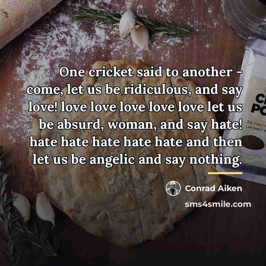 “One cricket said to another - come, let us be…” quote by Conrad Aiken