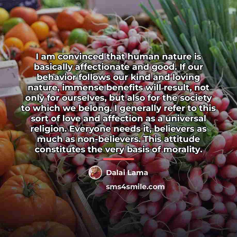 “I am convinced that human nature is basically affectionate and…” quote by Dalai Lama