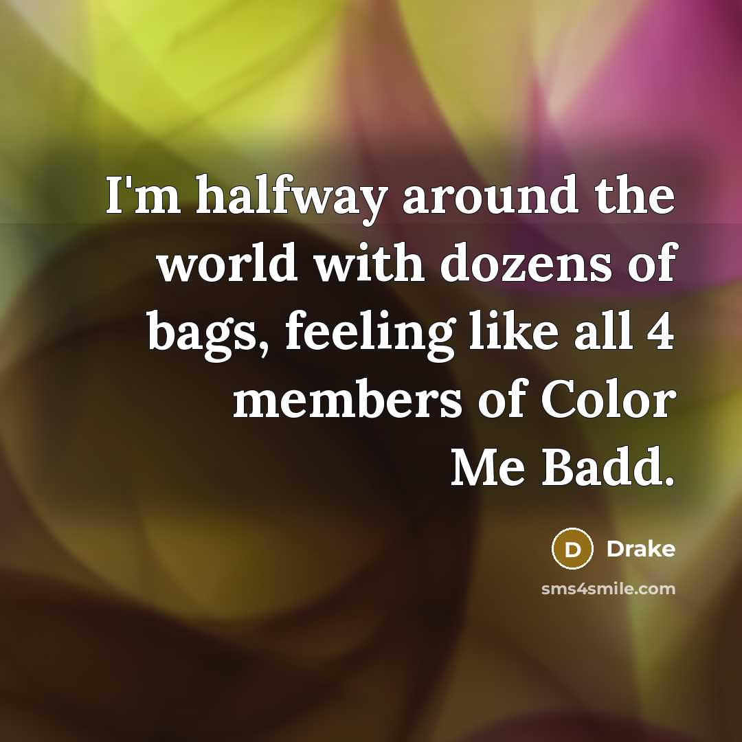 “I'm halfway around the world with dozens of bags, feeling…” quote by Drake