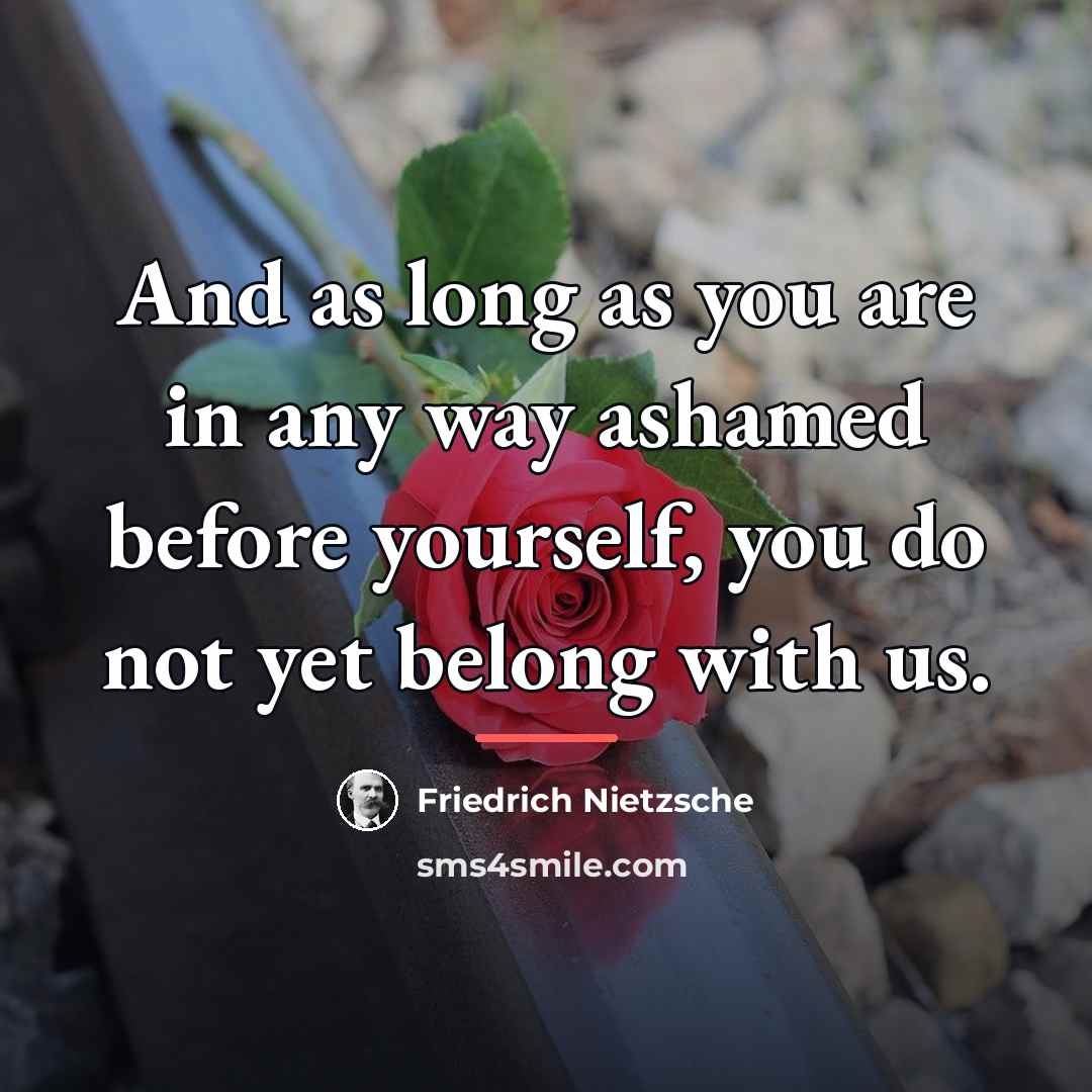 “And as long as you are in any way ashamed…” quote by Friedrich Nietzsche