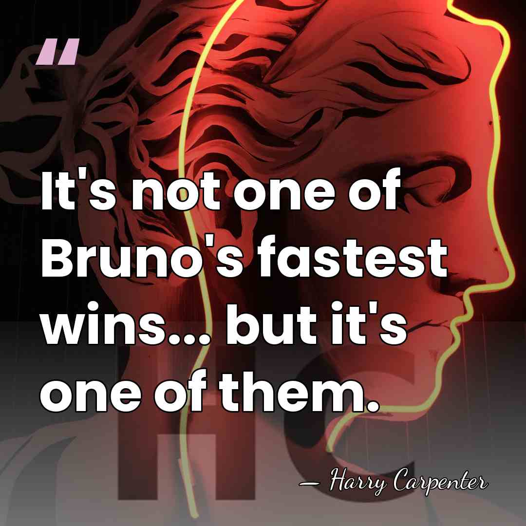It's not one of Bruno's fastest wins... but it's one of them. - Harry Carpenter