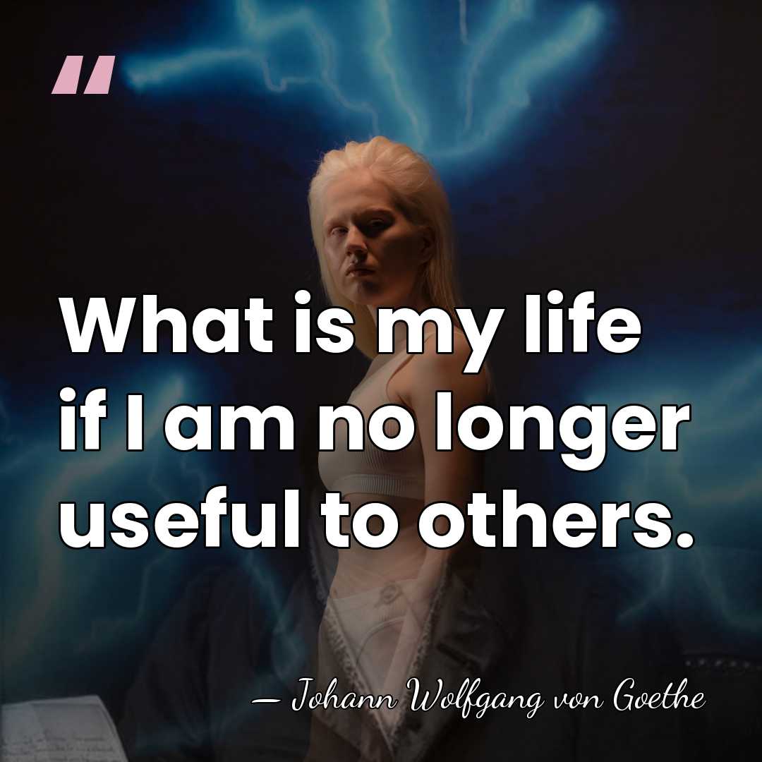 What is my life if I am no longer useful to others. - Johann Wolfgang von Goethe