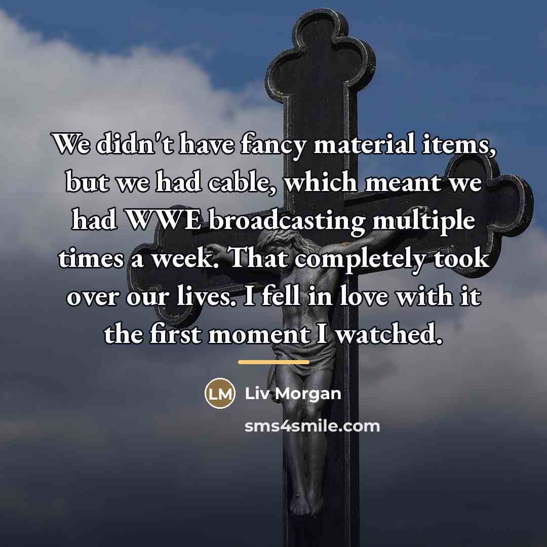 “We didn't have fancy material items, but we had cable,…” quote by Liv Morgan