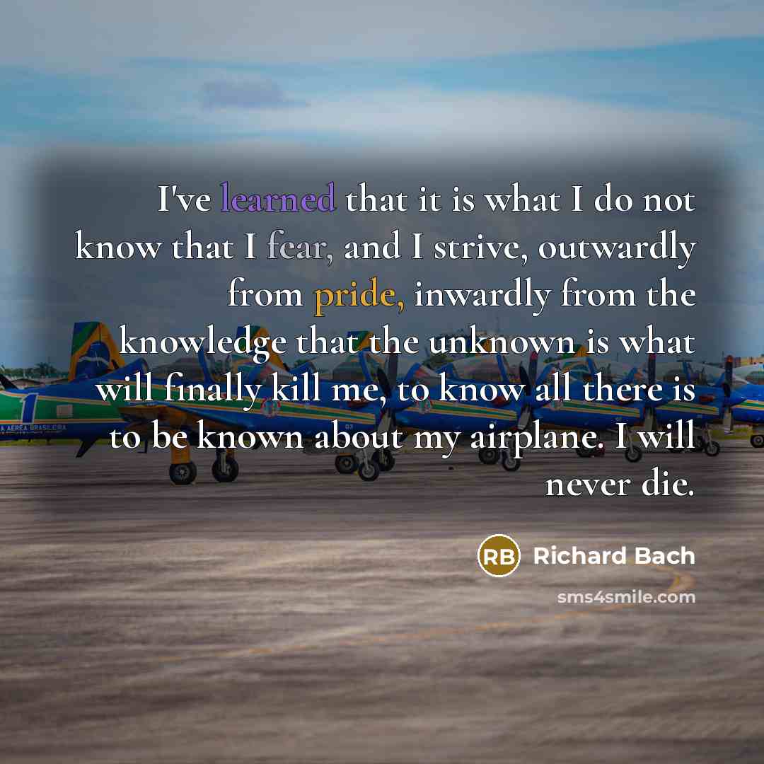 “I've learned that it is what I do not know…” quote by Richard Bach
