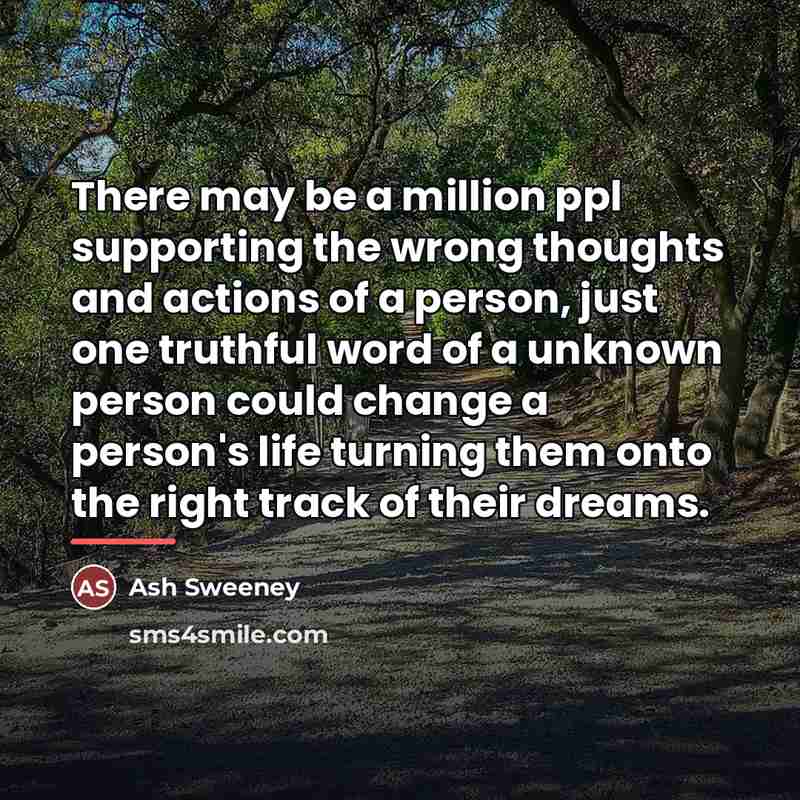 “There may be a million ppl supporting the wrong thoughts…” quote by Ash Sweeney