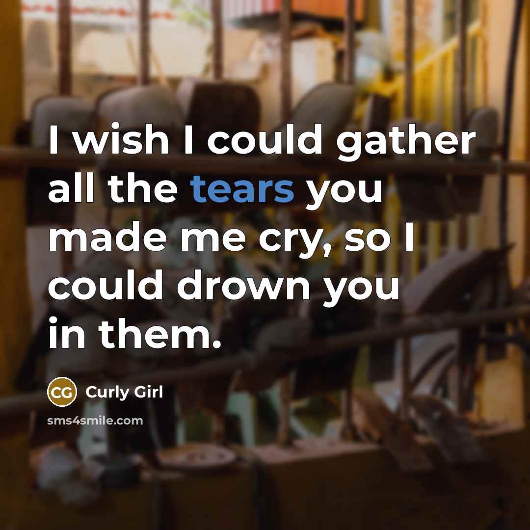 “I wish I could gather all the tears you made…” quote by Curly Girl