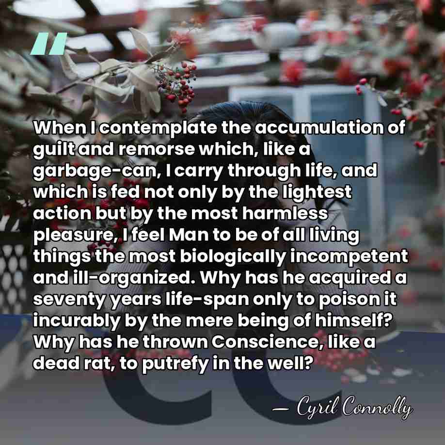 When I contemplate the accumulation of guilt and remorse which, like a&hellip; - Cyril Connolly