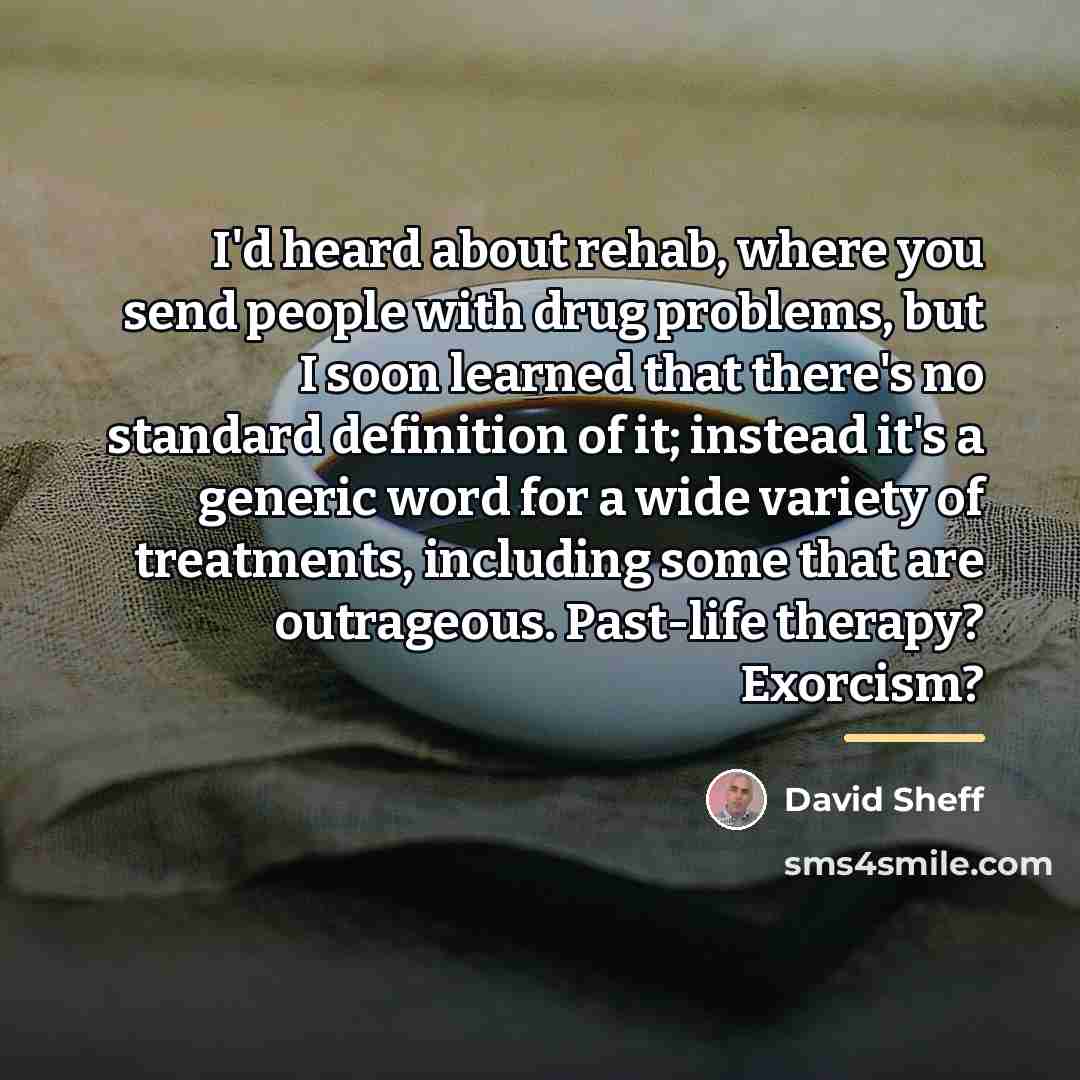 “I'd heard about rehab, where you send people with drug…” quote by David Sheff