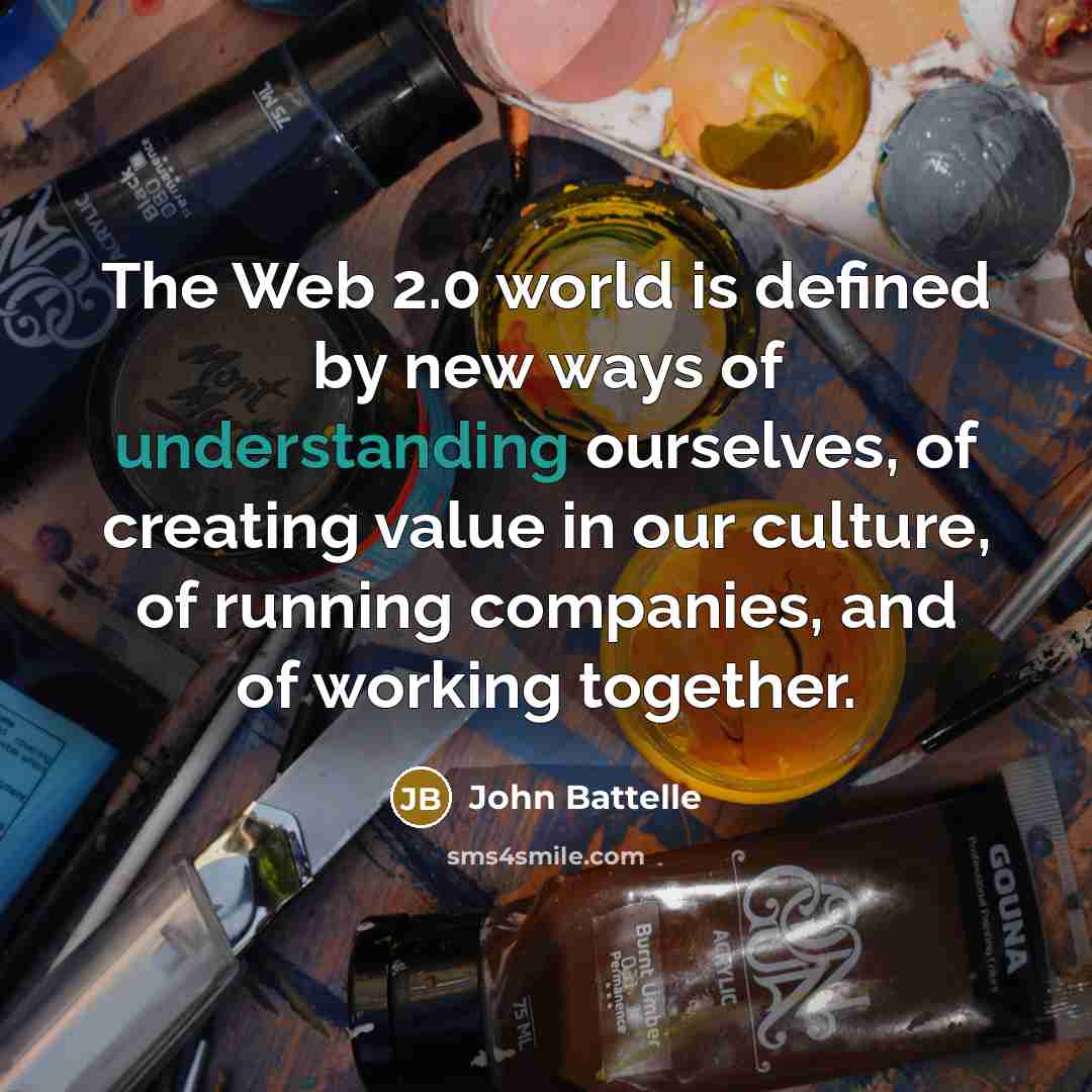“The Web 2.0 world is defined by new ways of…” quote by John Battelle
