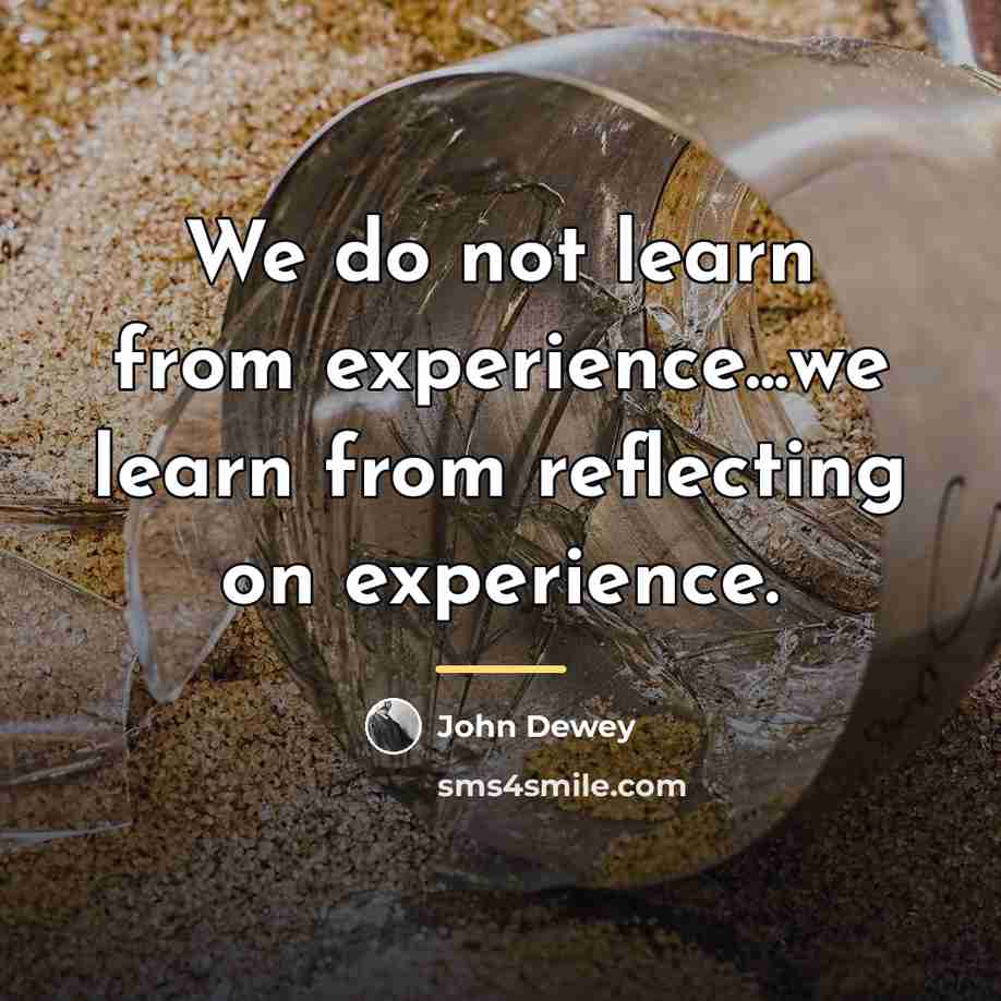 “We do not learn from experience...we learn from reflecting on…” quote by John Dewey