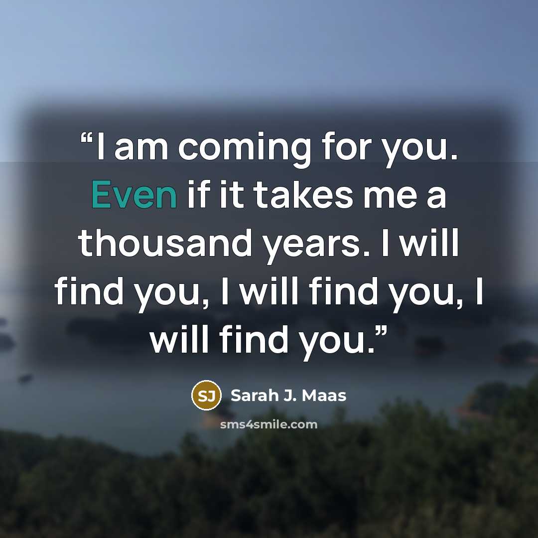 “I am coming for you. Even if it takes me a thousand years. I will find you, I will find you, I will find you.” quote by Sarah J. Maas