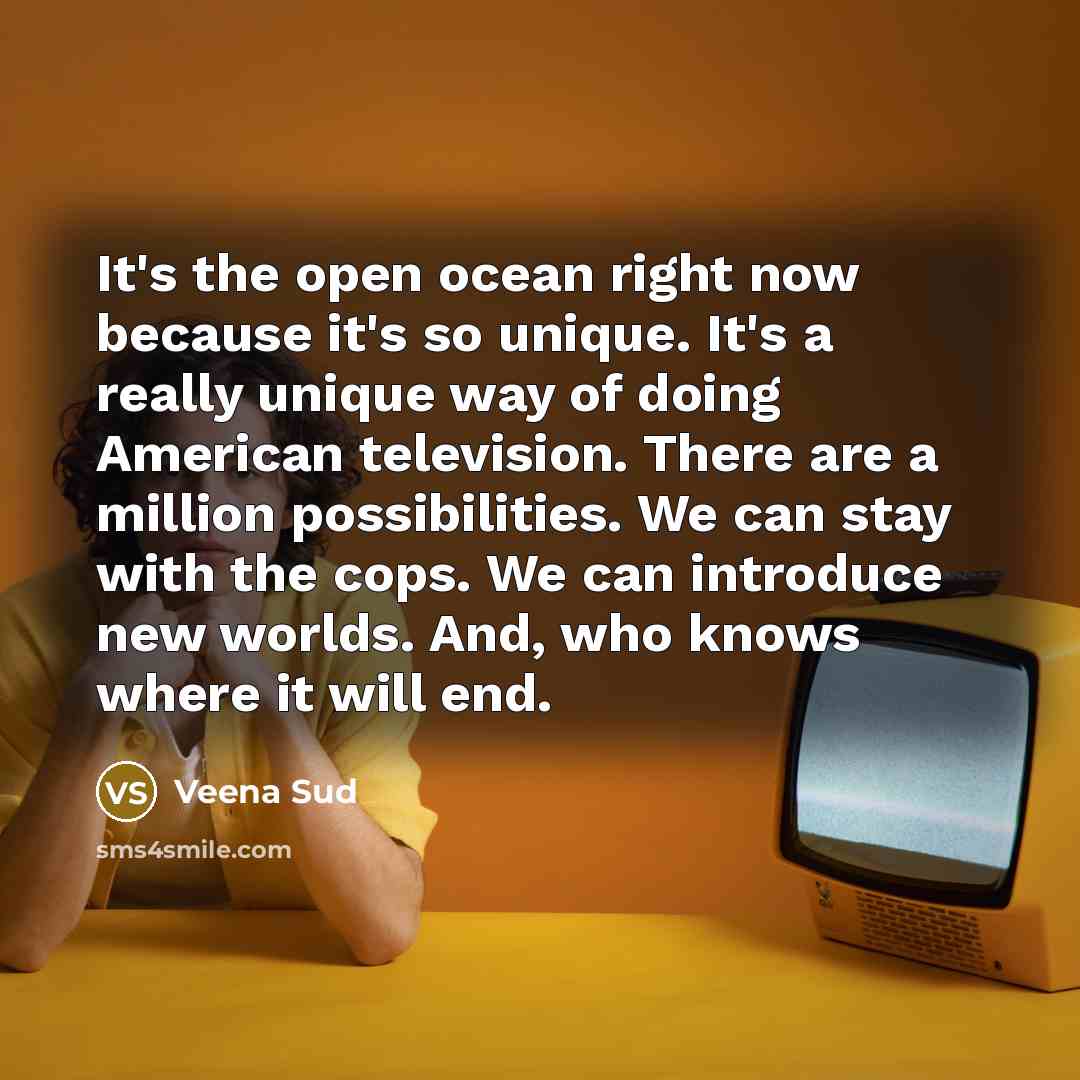 “It's the open ocean right now because it's so unique.…” quote by Veena Sud