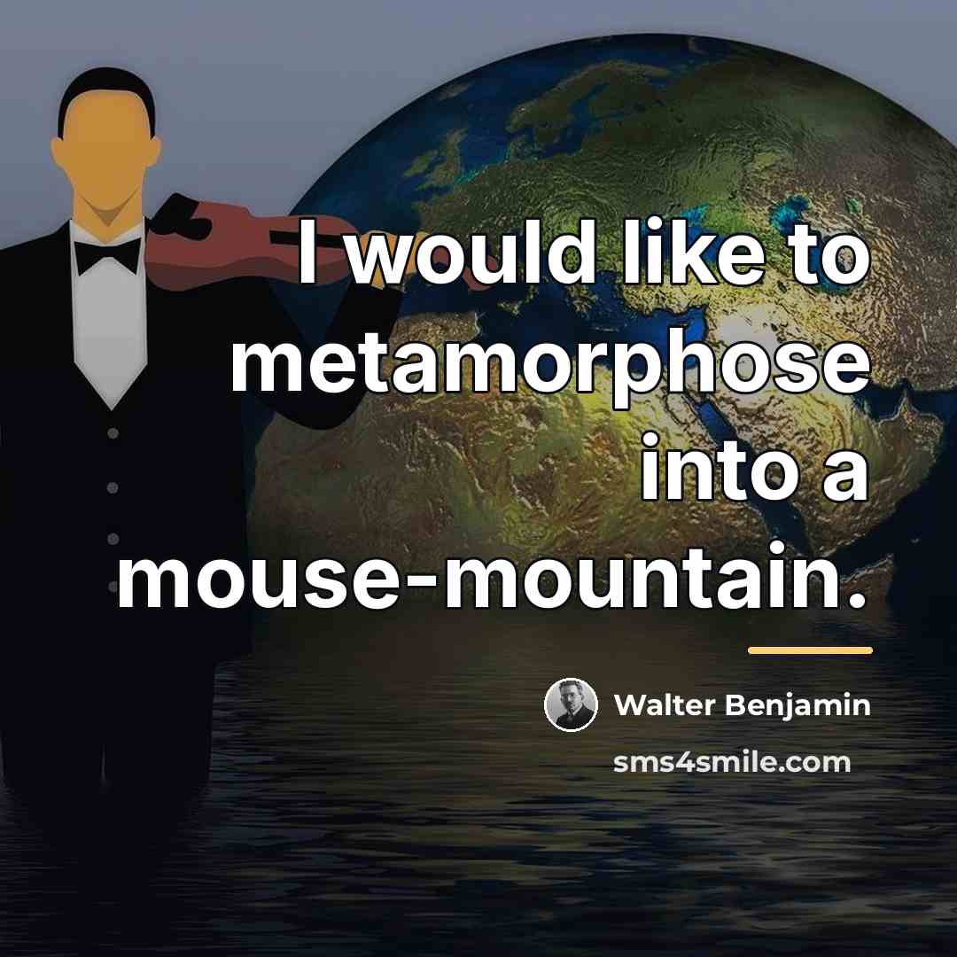 “I would like to metamorphose into a mouse-mountain.…” quote by Walter Benjamin