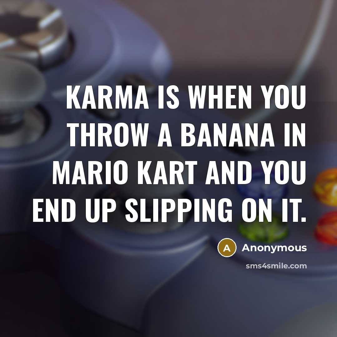 “Karma is when you throw a banana in Mario Kart…” quote by Anonymous