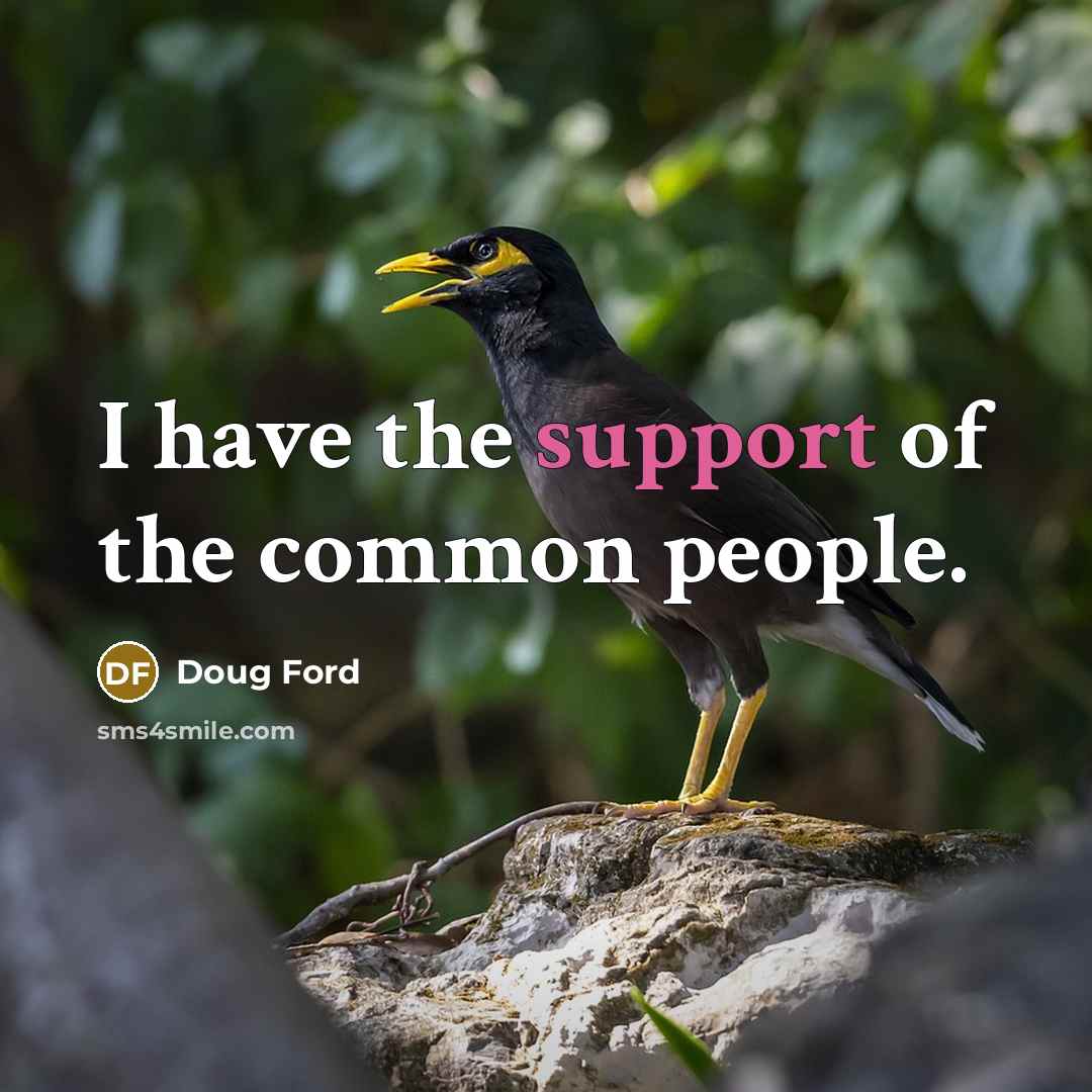 “I have the support of the common people.…” quote by Doug Ford