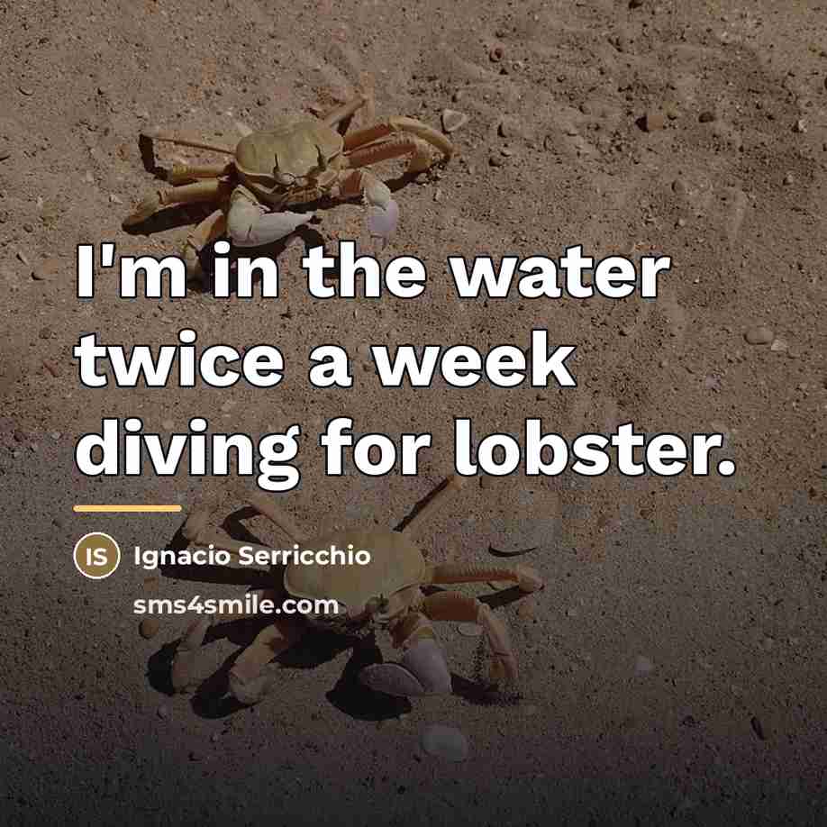 “I'm in the water twice a week diving for lobster.…” quote by Ignacio Serricchio