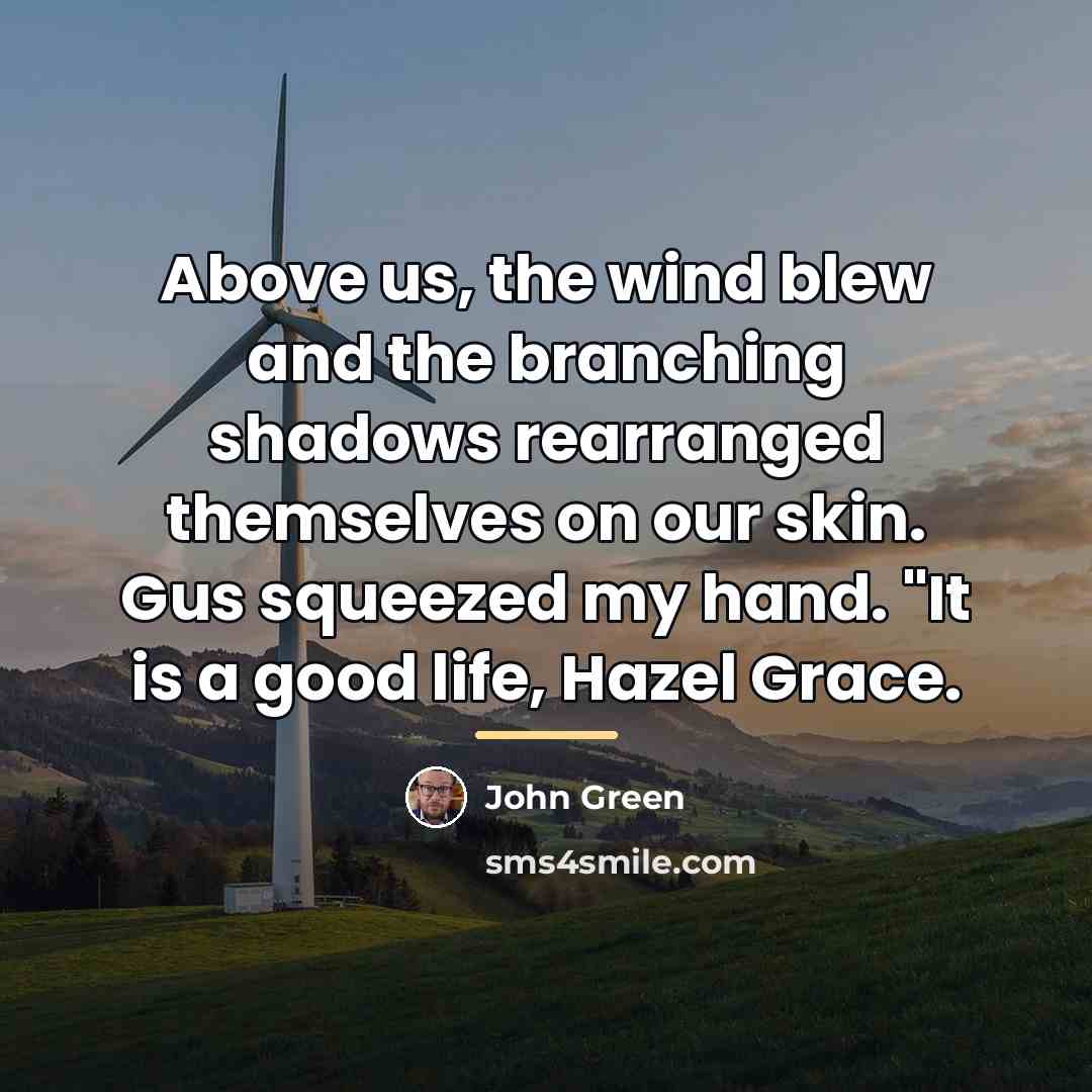 “Above us, the wind blew and the branching shadows rearranged…” quote by John Green