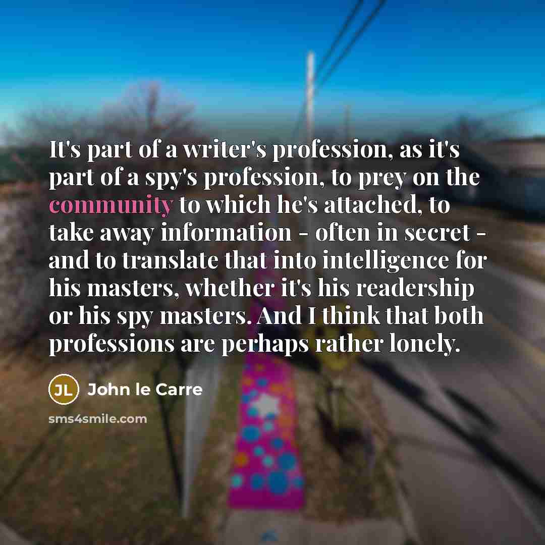 “It's part of a writer's profession, as it's part of…” quote by John le Carre