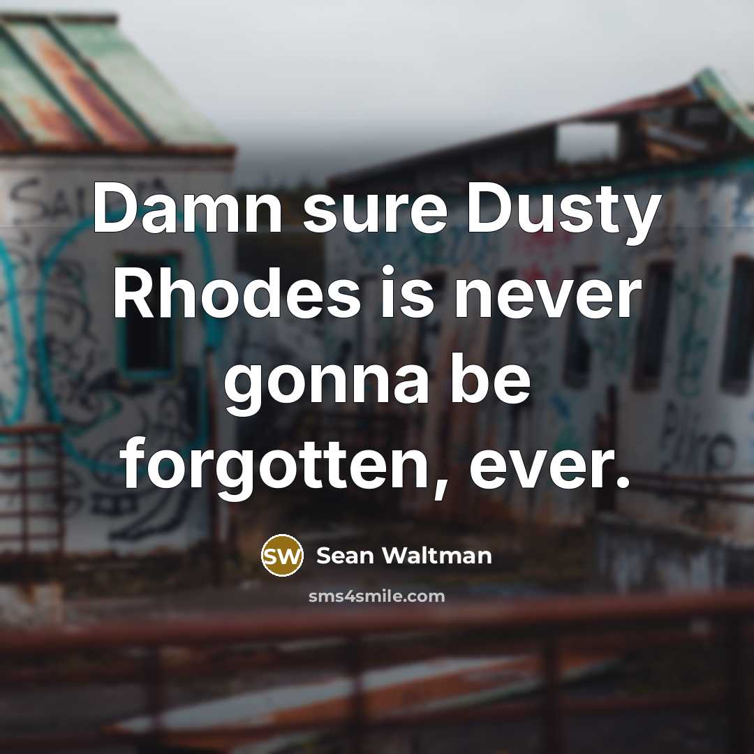 “Damn sure Dusty Rhodes is never gonna be forgotten, ever.…” quote by Sean Waltman