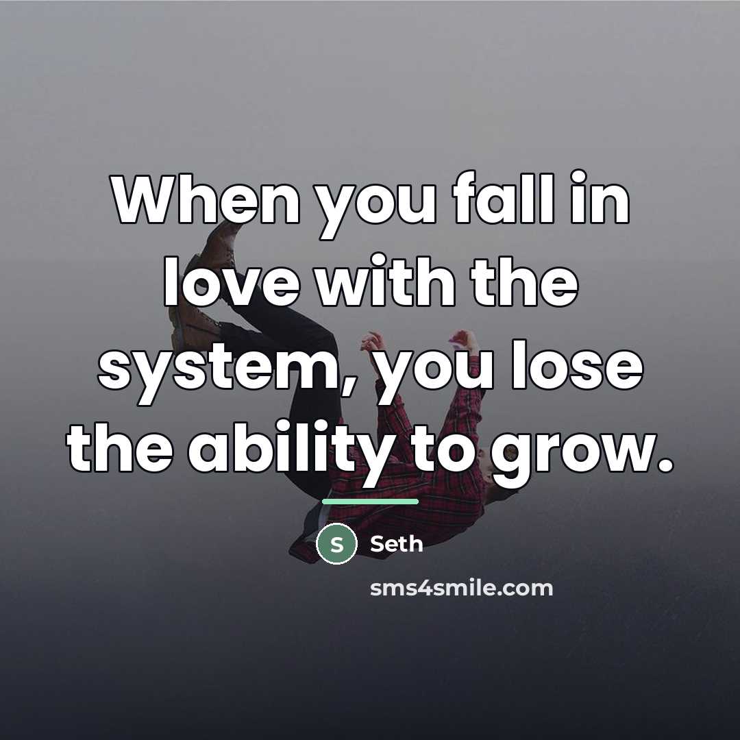 “When you fall in love with the system, you lose…” quote by Seth