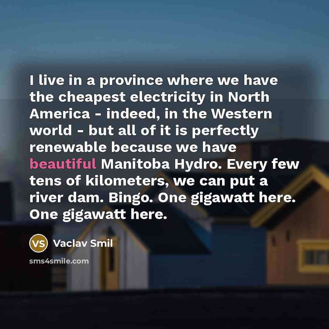 “I live in a province where we have the cheapest…” quote by Vaclav Smil