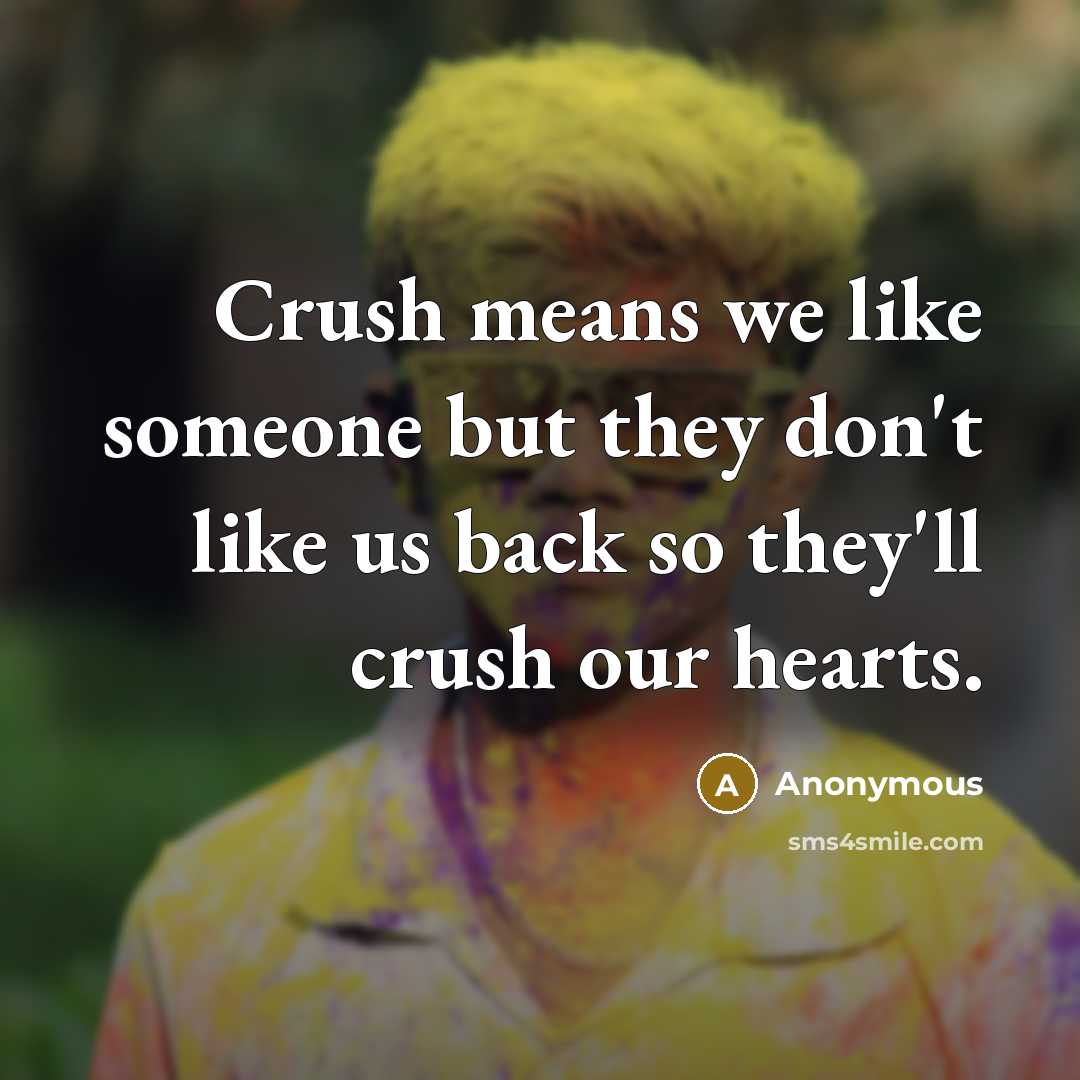 “Crush means we like someone but they don't like us…” quote by Anonymous