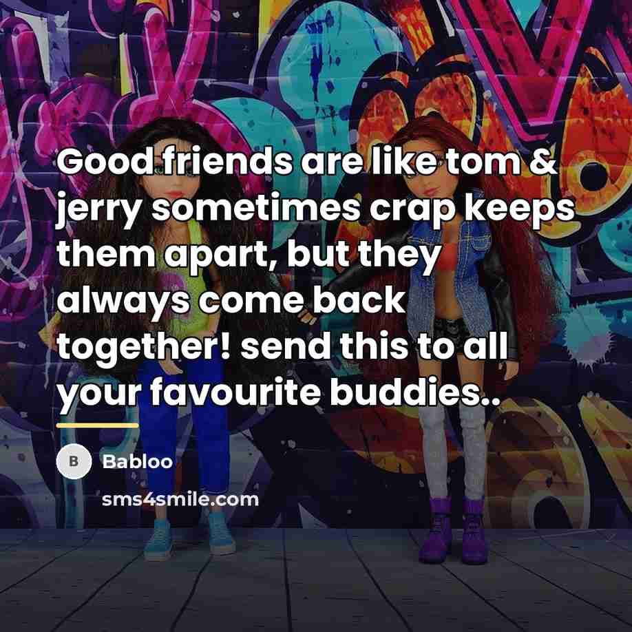 “Good friends are like tom & jerry sometimes crap keeps…” quote by Babloo