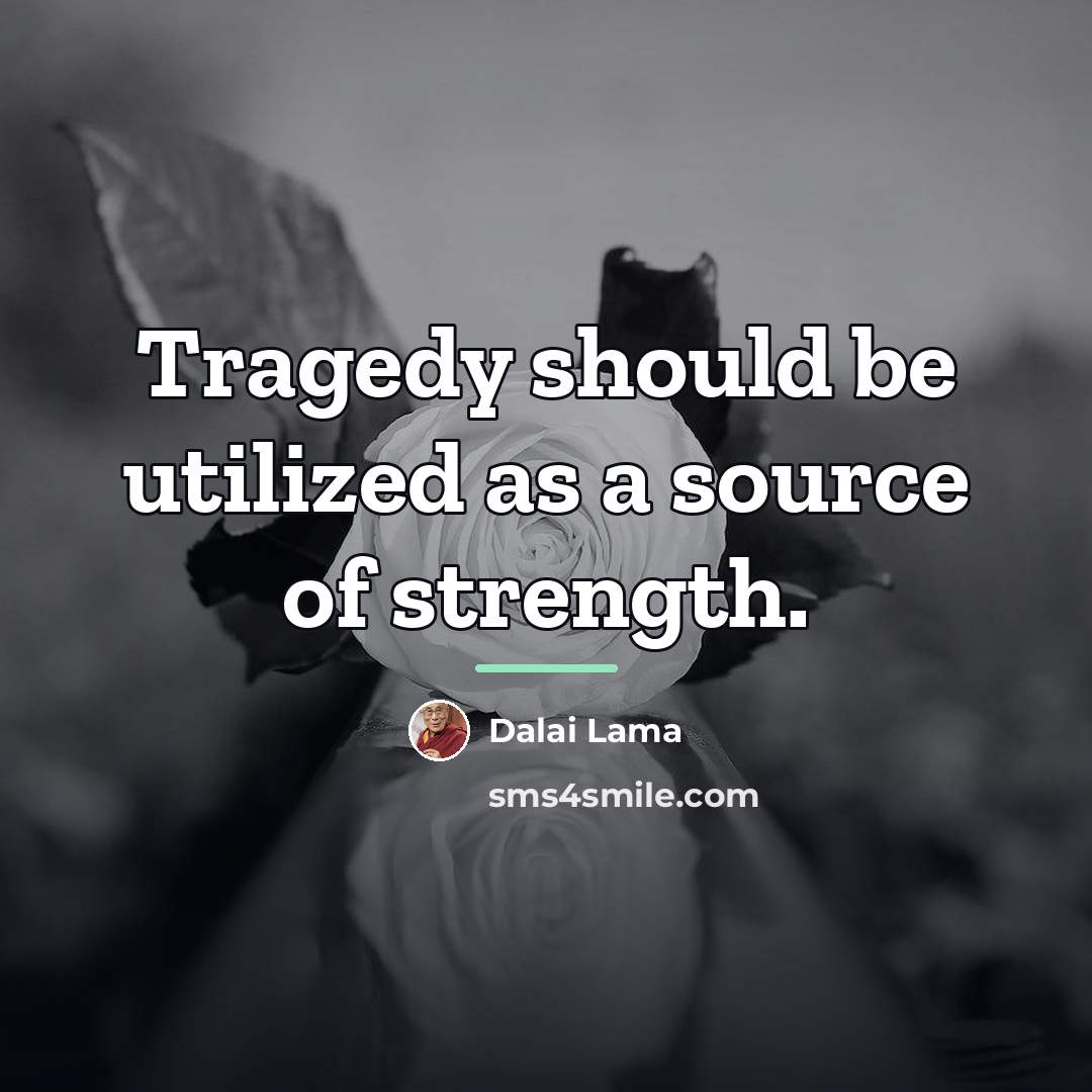 “Tragedy should be utilized as a source of strength.…” quote by Dalai Lama