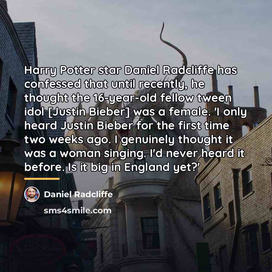 “Harry Potter star Daniel Radcliffe has confessed that until recently,…” quote by Daniel Radcliffe