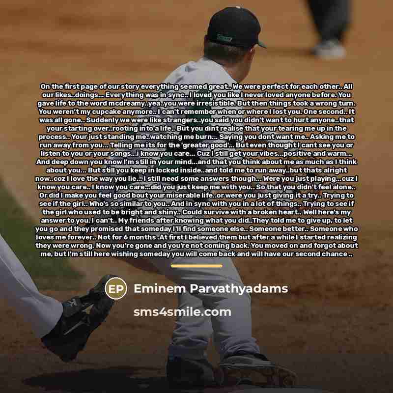 “On the first page of our story everything seemed great..…” quote by Eminem Parvathyadams