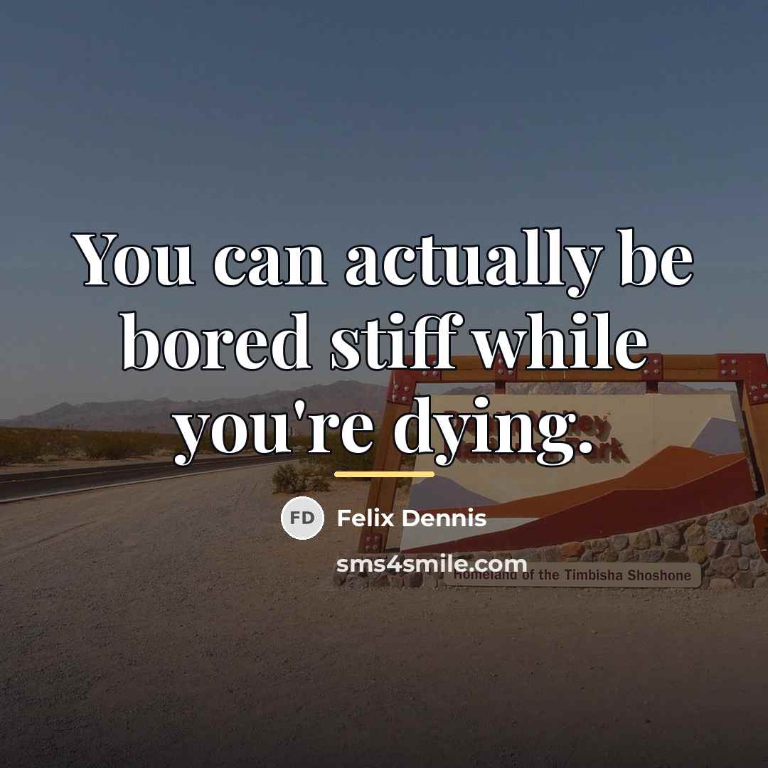 “You can actually be bored stiff while you're dying.…” quote by Felix Dennis