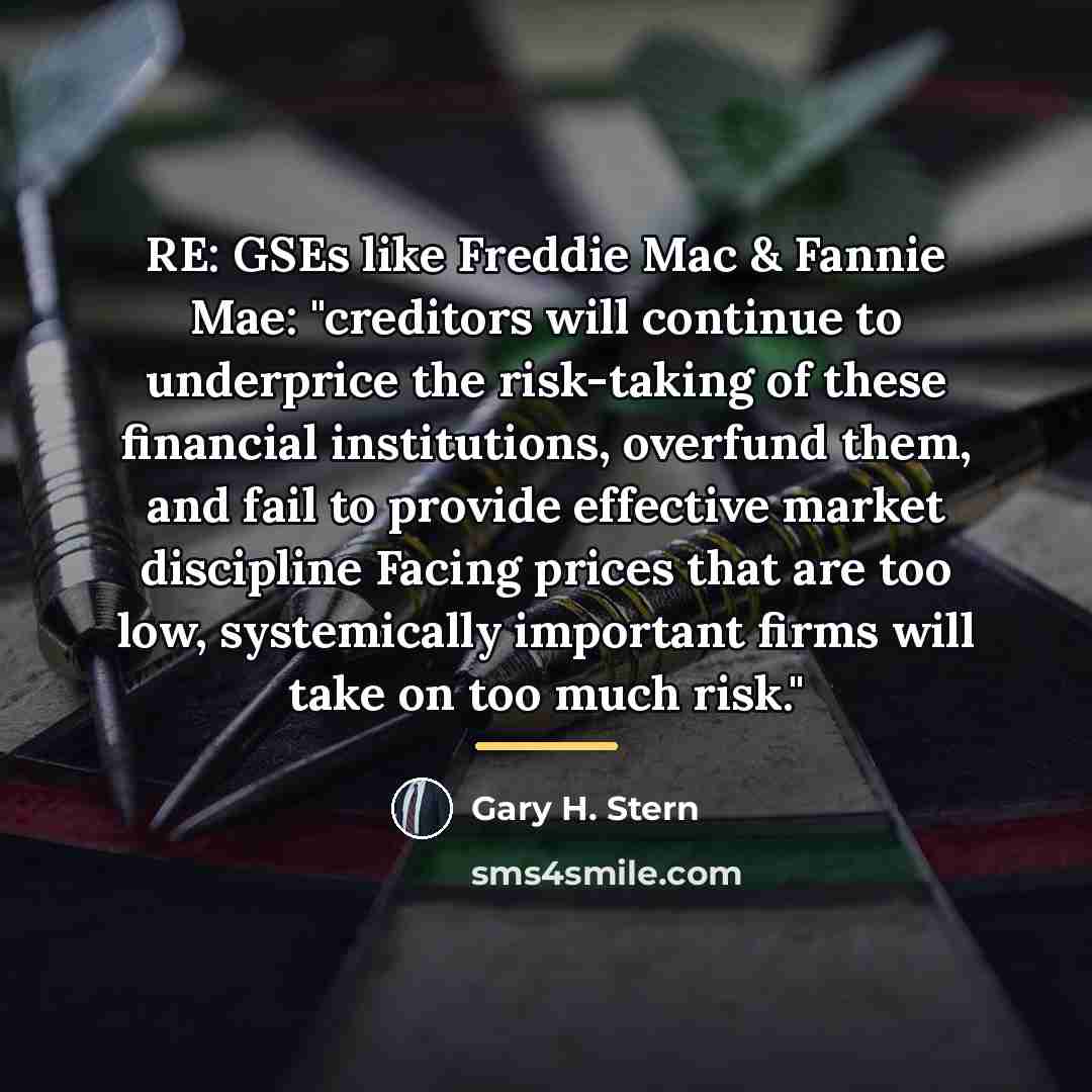 “RE: GSEs like Freddie Mac & Fannie Mae: "creditors will…” quote by Gary H. Stern