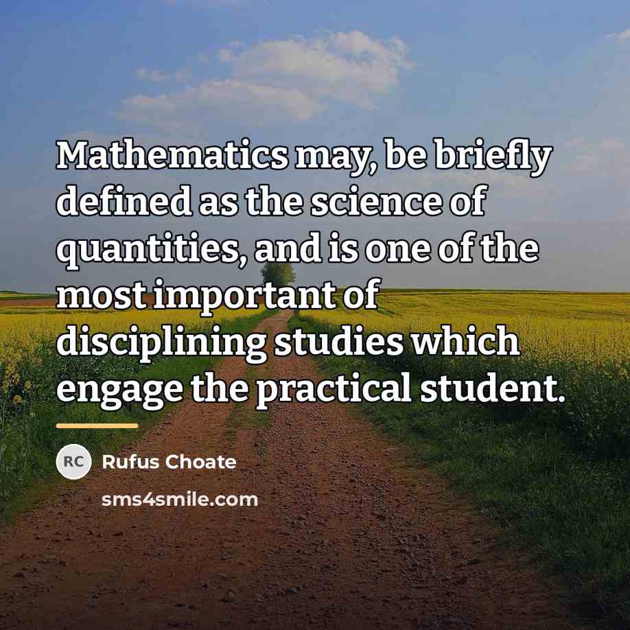 “Mathematics may, be briefly defined as the science of quantities,…” quote by Rufus Choate