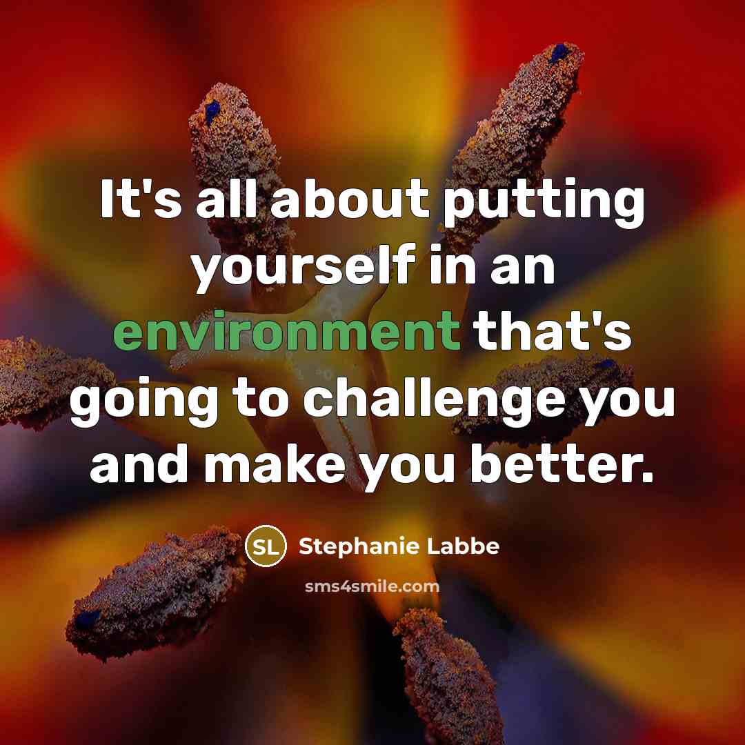 “It's all about putting yourself in an environment that's going…” quote by Stephanie Labbe