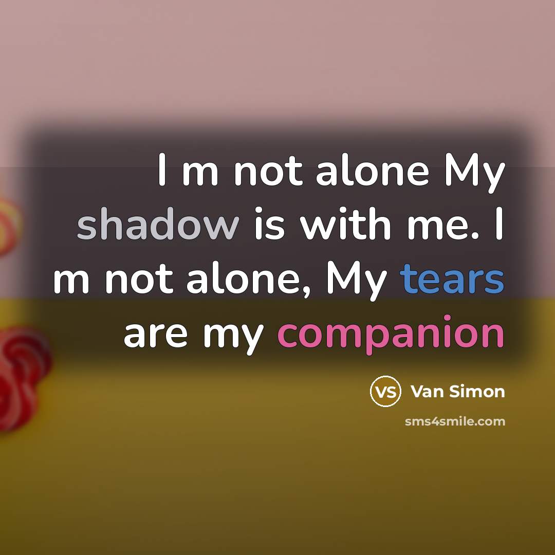 “I m not alone My shadow is with me. I m not alone, My tears are my companion” quote by Van Simon