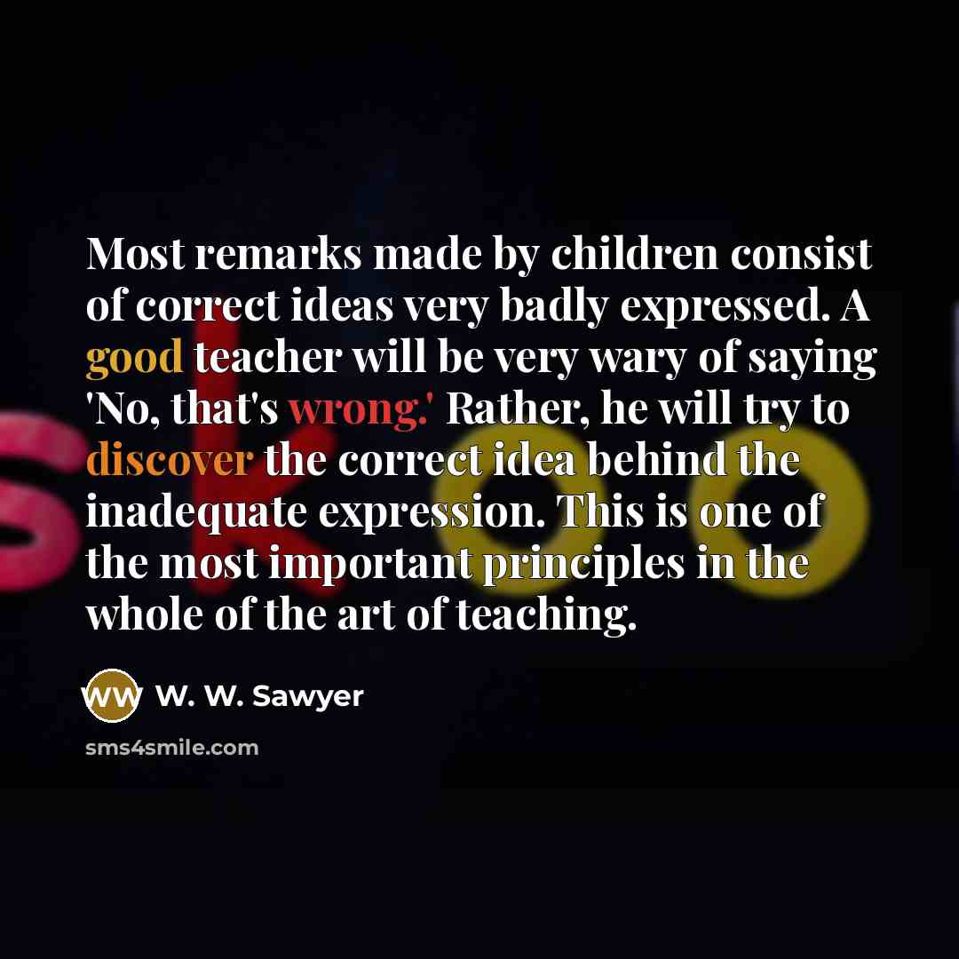 “Most remarks made by children consist of correct ideas very…” quote by W. W. Sawyer