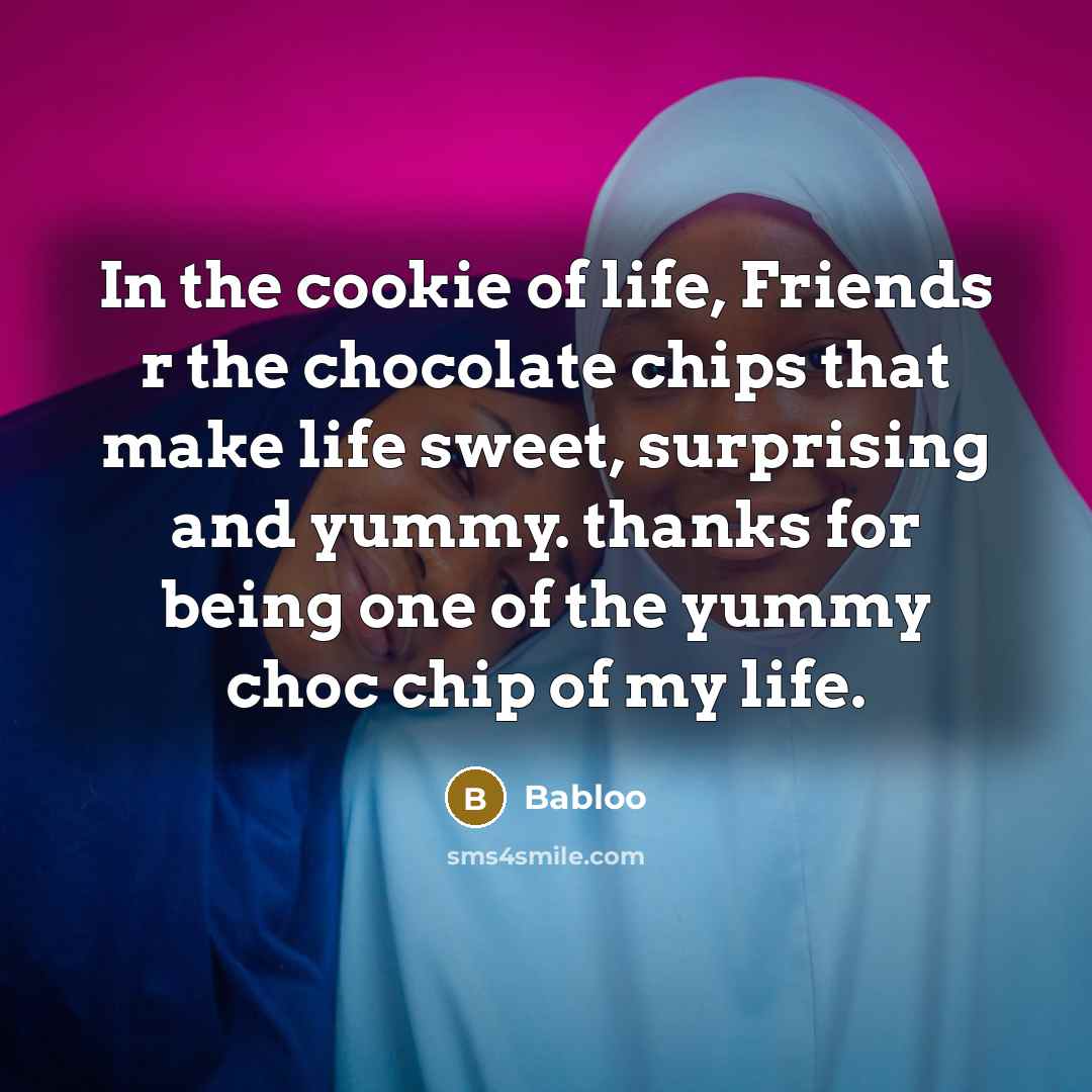 “In the cookie of life, Friends r the chocolate chips…” quote by Babloo