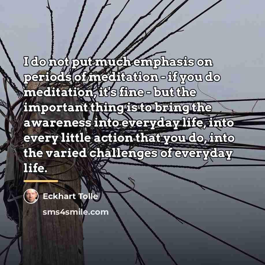 “I do not put much emphasis on periods of meditation…” quote by Eckhart Tolle