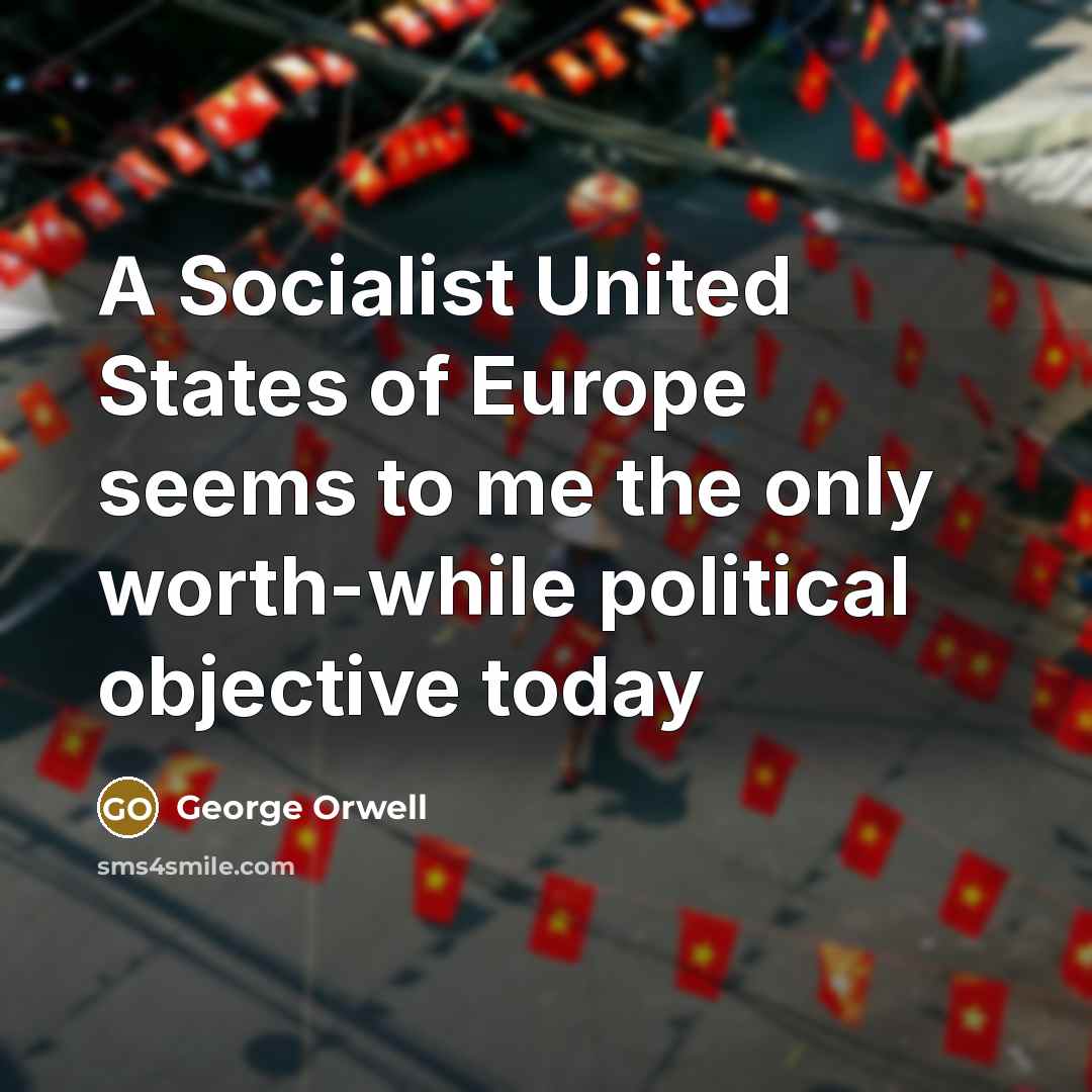 “A Socialist United States of Europe seems to me the…” quote by George Orwell