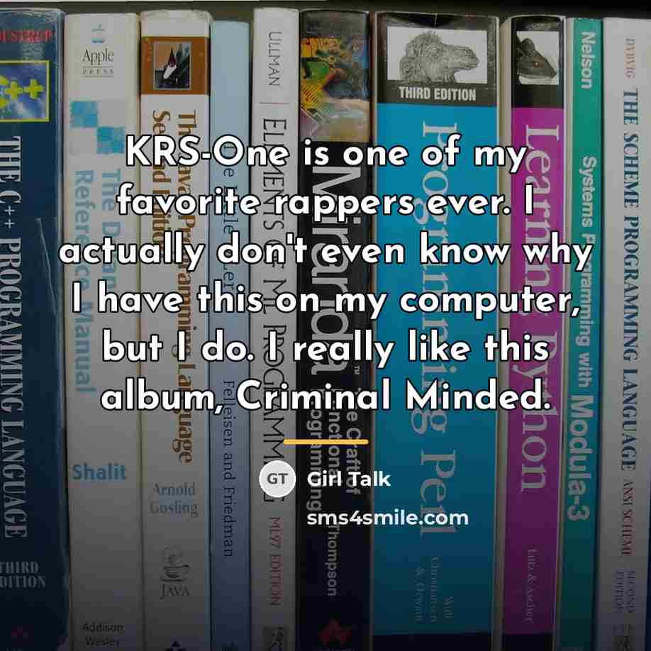 “KRS-One is one of my favorite rappers ever. I actually…” quote by Girl Talk