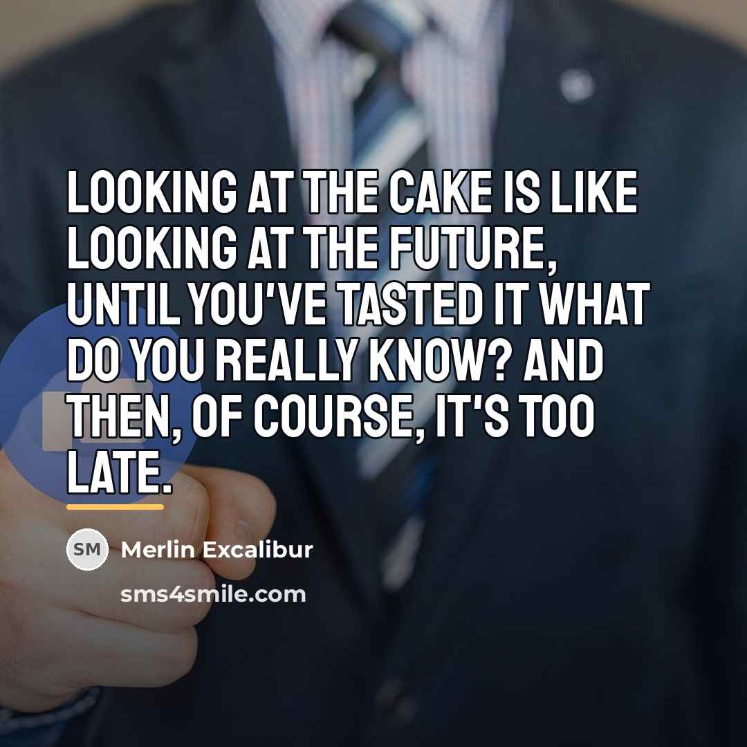 “Looking at the cake is like looking at the future,…” quote by Merlin Excalibur