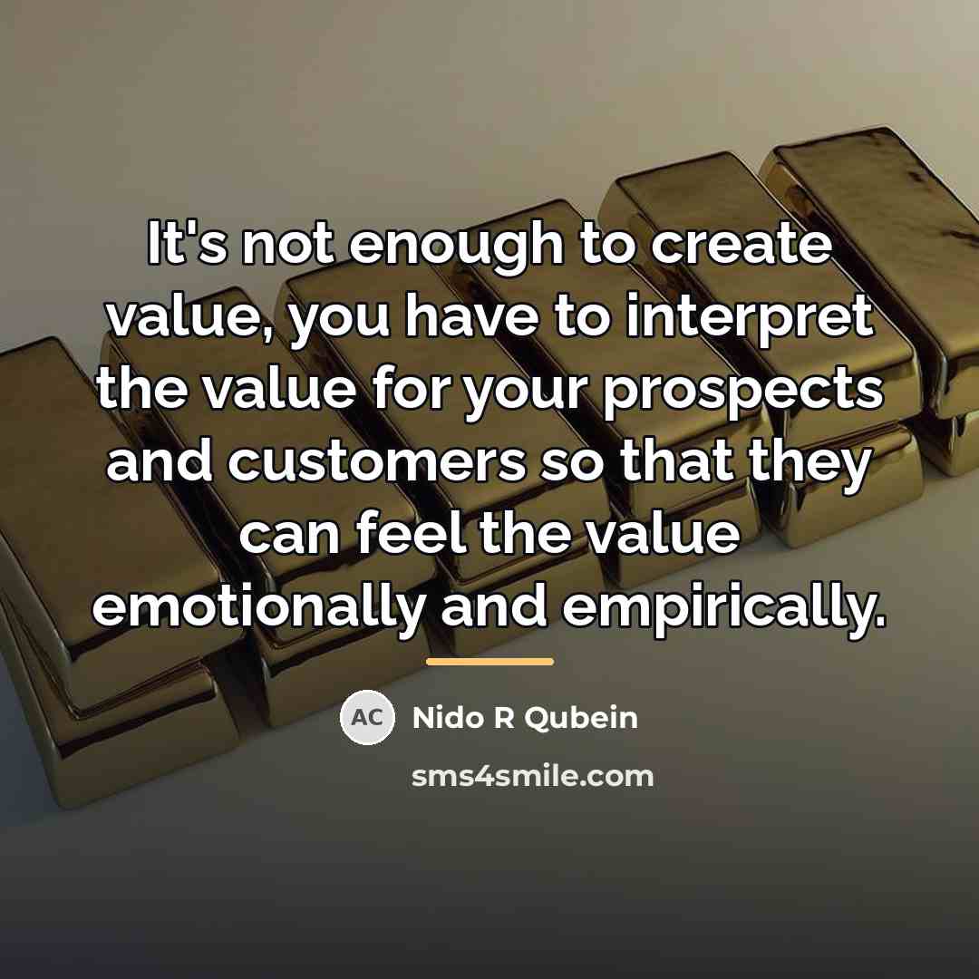 “It's not enough to create value, you have to interpret…” quote by Nido R Qubein