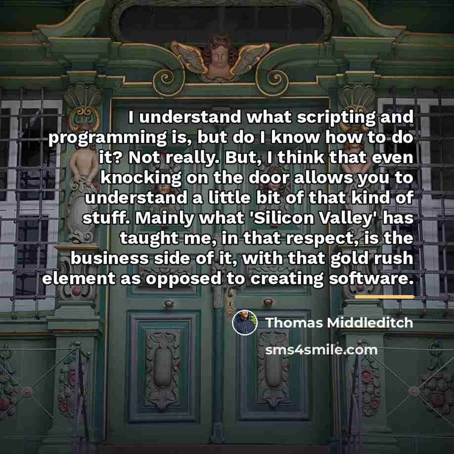 “I understand what scripting and programming is, but do I…” quote by Thomas Middleditch