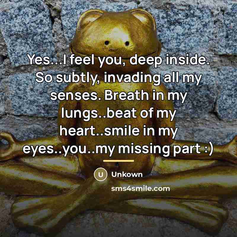 “Yes...I feel you, deep inside. So subtly, invading all my…” quote by Unkown