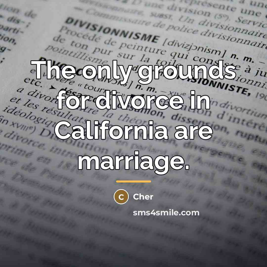 “The only grounds for divorce in California are marriage.…” quote by Cher