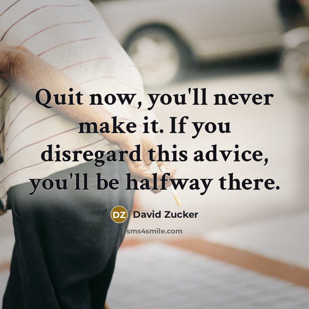 “Quit now, you'll never make it. If you disregard this…” quote by David Zucker