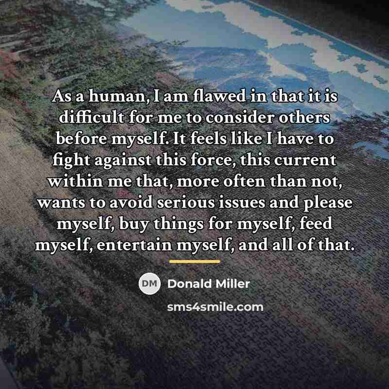 “As a human, I am flawed in that it is…” quote by Donald Miller